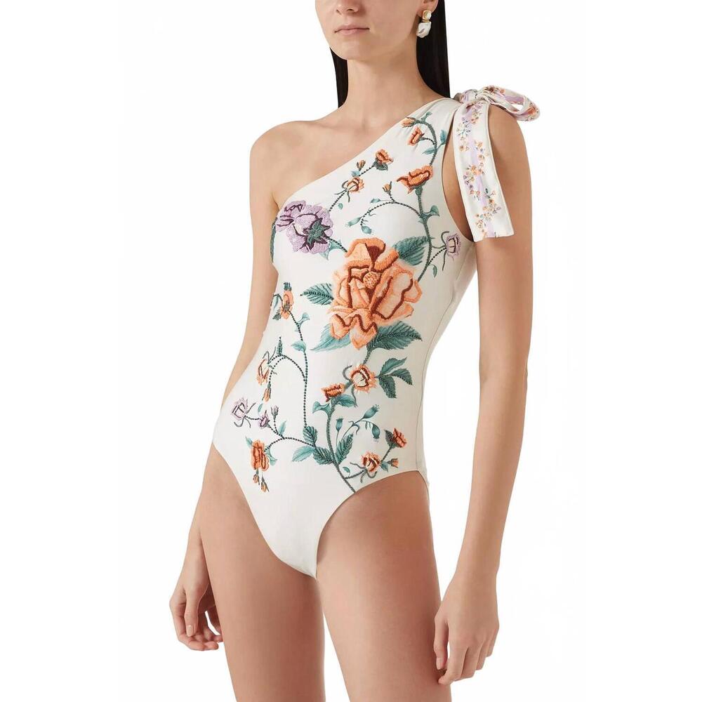 NEW AGUA BY AGUA BENDITA one-shoulder one-piece swimsuit in chinesis